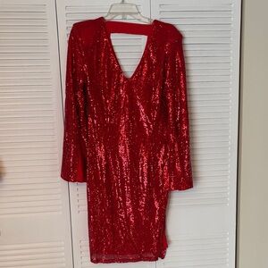 Red Sequin Cocktail Dress